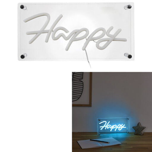 HOME DECO FACTORY NEON EFFECT ACRYLIC LAMP HAPPY