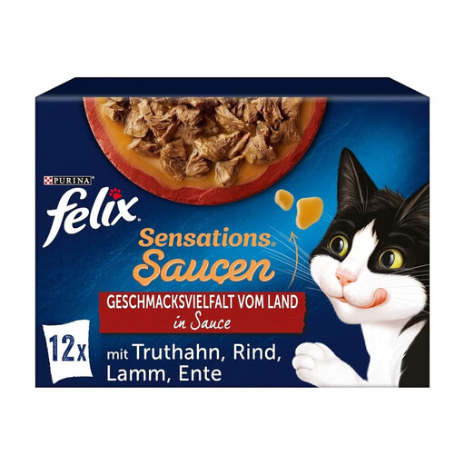 Felix Sensations Sauces Wet Cat Food Land Variety, 12 x 85g