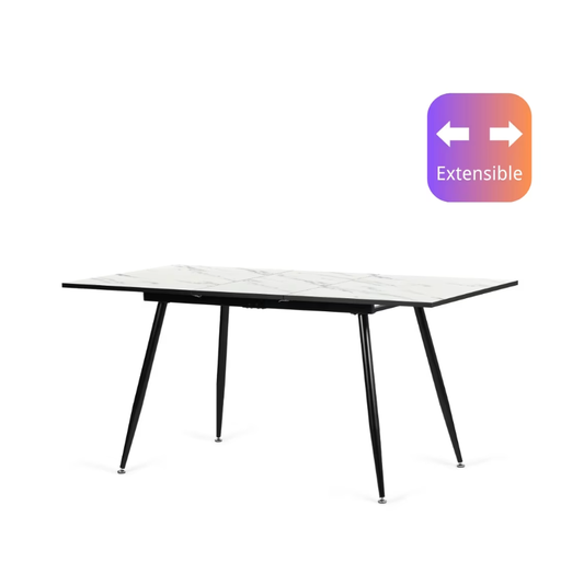 Urban Meuble DINING TABLE White Marble Pattern Rectangular Extendable 120-160/80/75cm