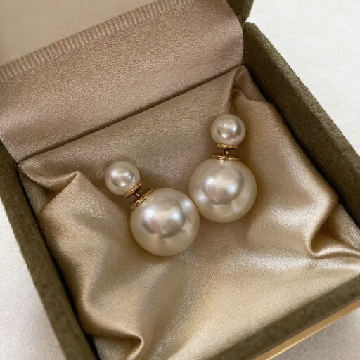 VoxorAI Australian White Classic Double Pearl Earrings