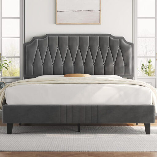 Yaheetech Upholstered Bed Frame, Double Bed 160 × 200 cm