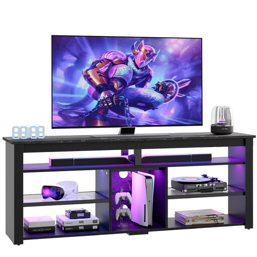 Bestier Lowboard TV Cabinet, Gaming TV Board with LED Lighting