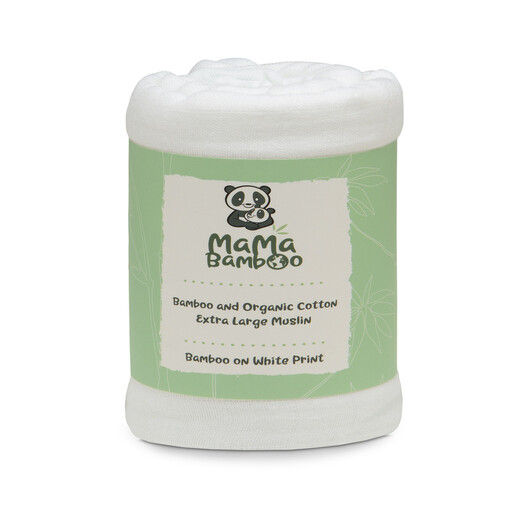 Mama Bamboo Muslin Bamboo Print XL White