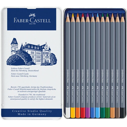 Faber-Castell Goldfaber Aqua Watercolour Pencils, Tin of 12