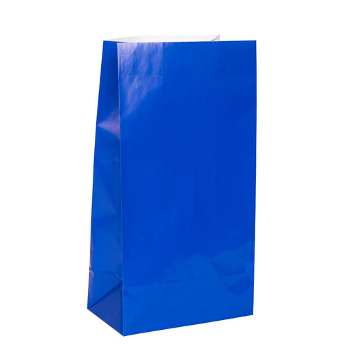 Unique Party Paper Party Bags, Royal Blue, 12 pack
