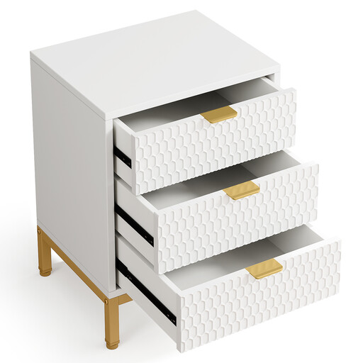 Tribesigns Modern Nightstand, 65.5 cm Tall Bedside Table with 3 Drawers