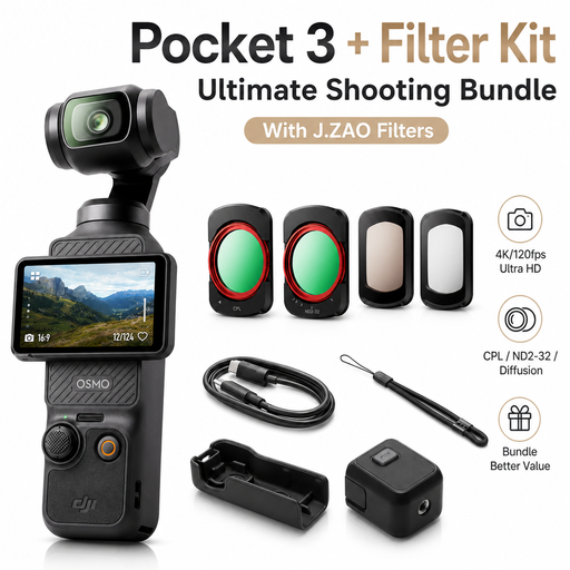 DJI Osmo Pocket 3 Standard Combo + J.ZAO Pocket 3 Camera Filter Kit