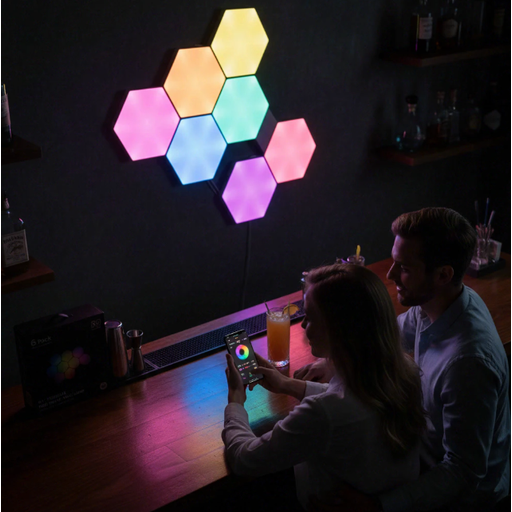 Hexagon LED Panels, 8 pcs, Sechseck Gaming Deko LED Wandleuchte