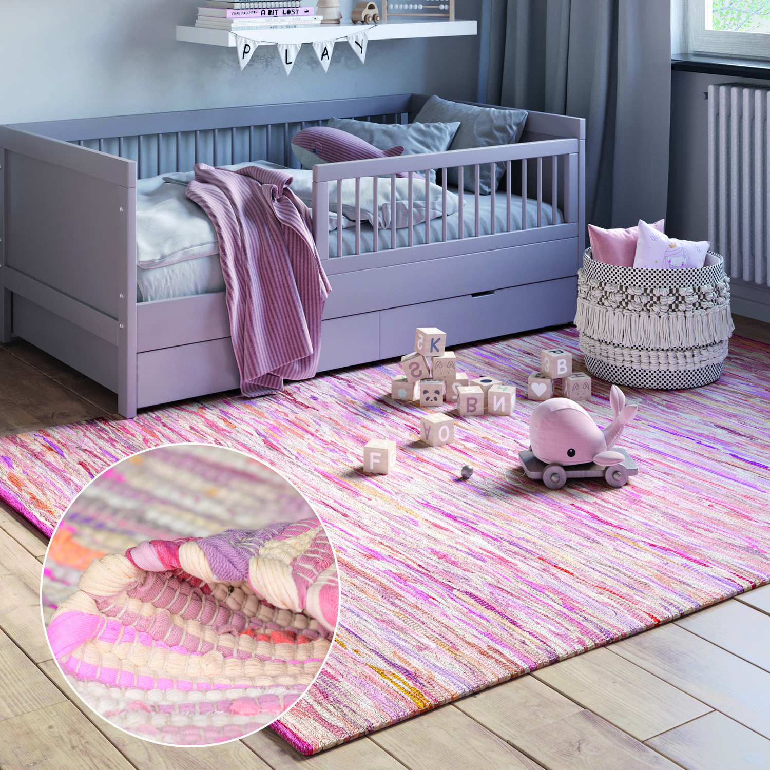 Rechteckiger Teppich "Ashraf" in Rosa