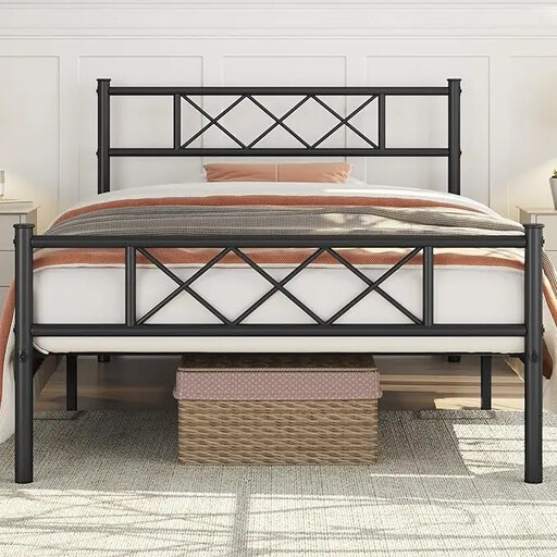 Yaheetech Modernes Metallbett mit Lattenrost