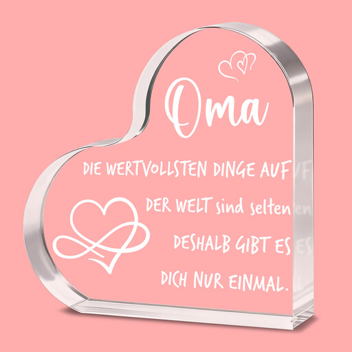 Alphynix 1pc Heart Crystal Plaque, 'Oma DIE WERTVOLLSTEN DINGE AUF DER WELT SIND SELTEN' German Grandma Gift