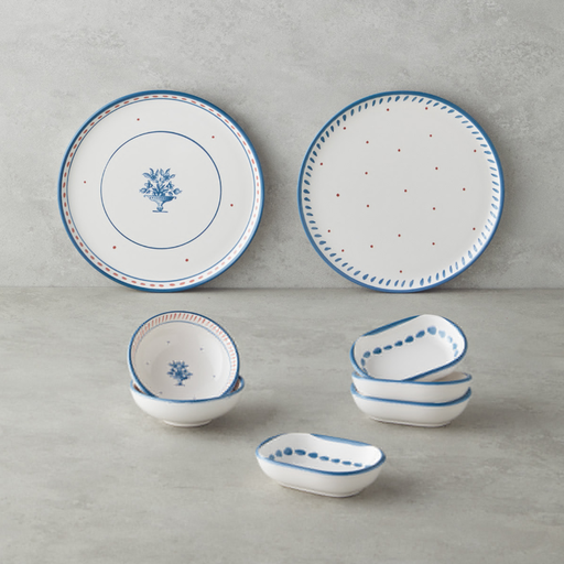 English Home Whisper Ceramic Breakfast Set 8 Pieces, 2 Servings Blue