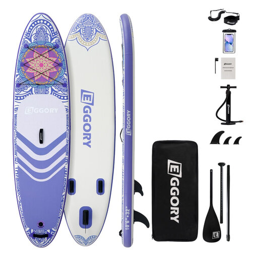 EGGORY Inflatable Stand Up Paddle Board, Purple Pattern, 3200*810*150mm, 1pc