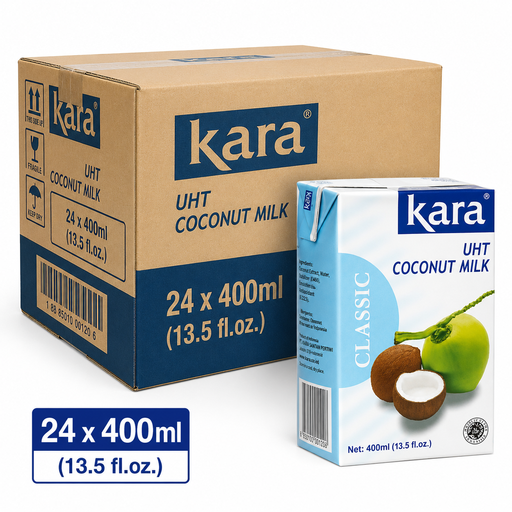 Kara Classic UHT coconut milk, pack listed as 24 × 400 ml