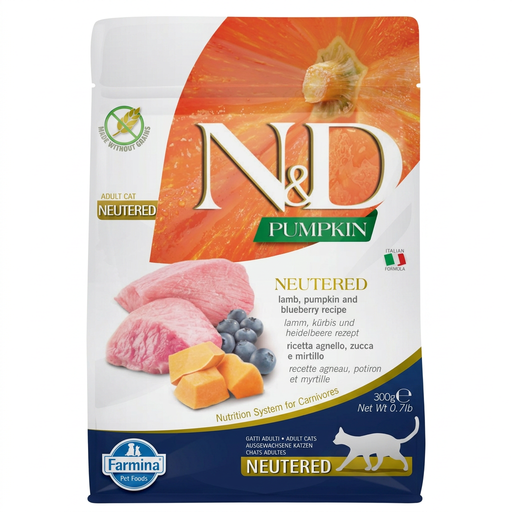 Farmina N&D Pumpkin Series Spayed/Neutered Cat Food, Lamb, 300g