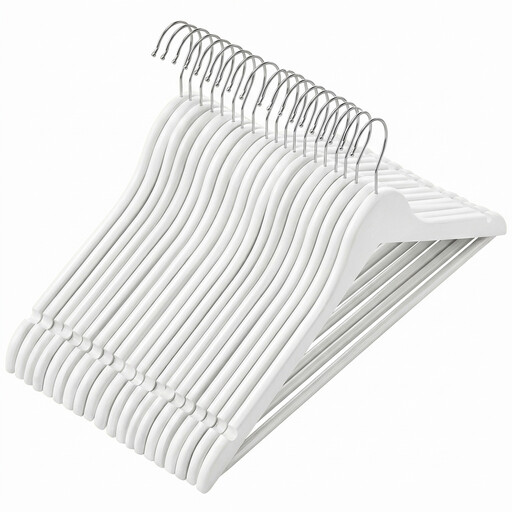 Set of 10 white solid wood hangers