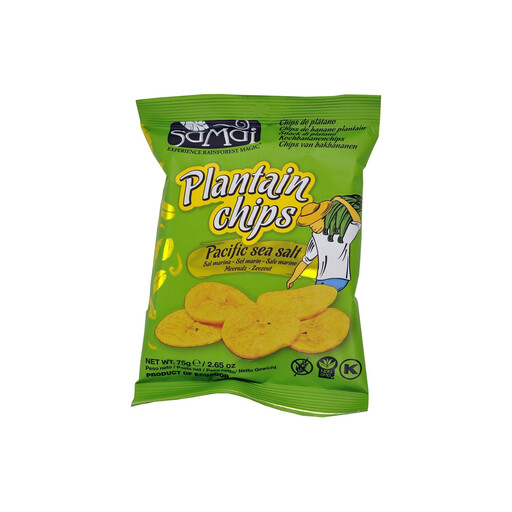 Packet of salted SAMAI banana crisps, 75 g