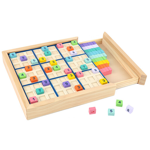 MIMI Deluxe Wooden Sudoku 9-Square Board Puzzle