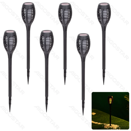 Aigostar Solar LED Flame Lawn Lights, 6-Pack