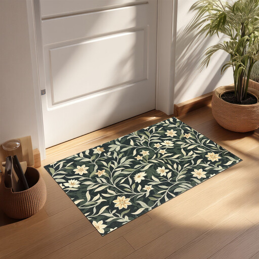Likewise Doormat Knightsbridge Floral Forest Green 50x75cm