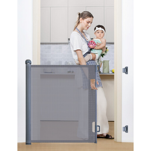 COMOMY Retractable Safety Gate 0 to 180cm, Extendable Barrier for Babies, Cats and Dogs, One-Hand Operation, Space Saving, Baby Stair Gate for Stairs/Railings/Outdoor, White