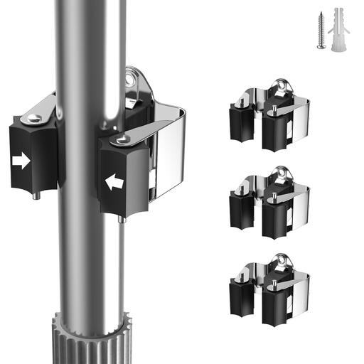 GARTOL 3-Piece Wall-Mounted Tool Holder for Mops, Brooms, Shovels & Garden Tools