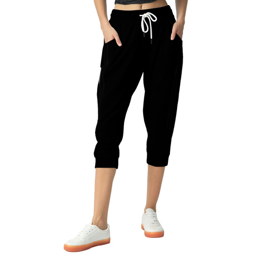 SPECIAL MAGIC Leichte Damen Capri-Sweathose in Schwarz