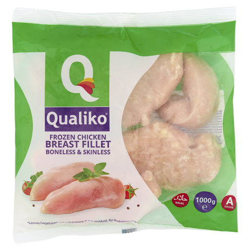 Qualiko Frozen Boneless and Skinless Chicken Breast Fillet 1kg