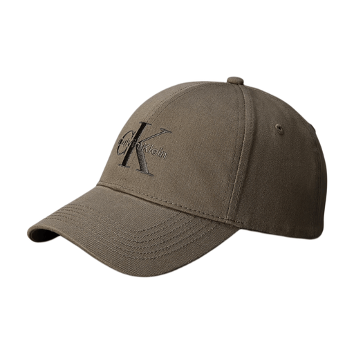 Calvin Klein 刺绣字母 logo 斜纹布帽 - 灰橄榄色