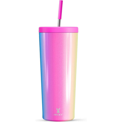 Meoky 24 oz Insulated Tumbler with Lid and Straw