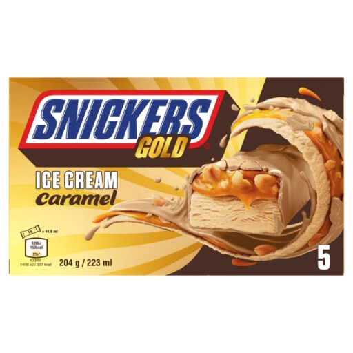 SNICKERS Chocolate Caramel and Peanut Ice Cream Bars – 5 bars 204 g