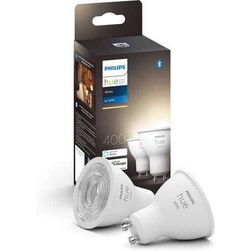 Philips Hue LED Smart Bulb, BT, White, GU10, 4.2W, 2-Pack