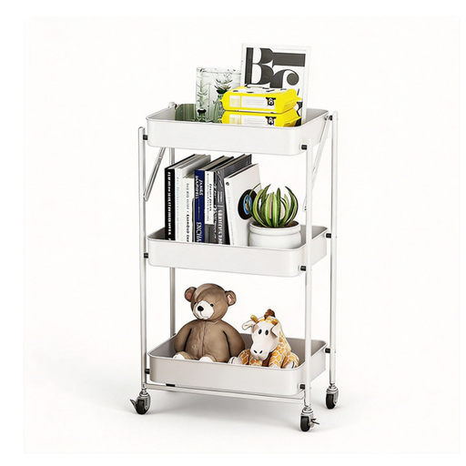 Foldable 3-Tier Utility Cart with Wheels