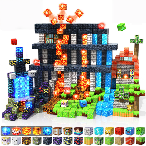 150 pcs 0.8inch Magnetic Blocks with 24 Light Blocks