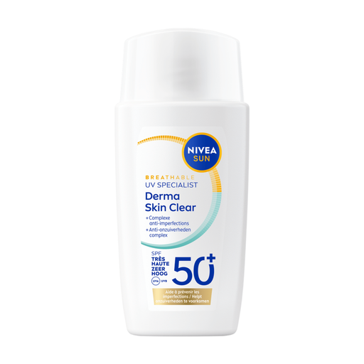 NIVEA SUN UV Face Derma Skin Clear Ultra-Light Face Sunscreen - SPF 50+ - For Oily Skin - Sunscreen with Niacinamide - Prevents Breakouts and Acne - Quick Absorption - 40ml