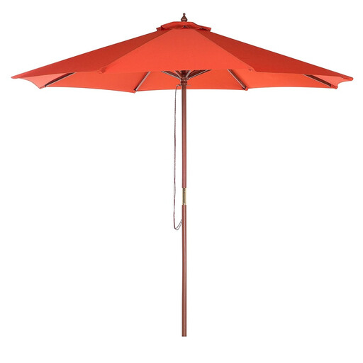 BelianiGarden Parasol - Patio Umbrella - Wooden - ⌀ 270 cm - Red - TOSCANA