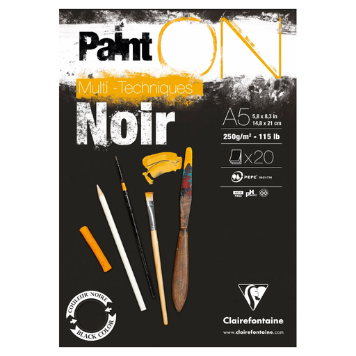 CLAIREFONTAINE Paint'ON Block Black A5 250 gsm