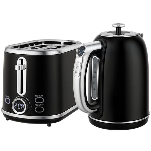Black 1.7 L kettle and two-slot toaster set