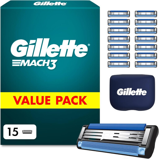 Gillette Mach3 Standard Herrenrasierer, 15 Gillette Ersatzklingen