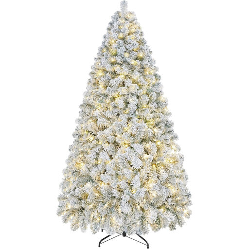 Yaheetech 7FT Pre-lit Flocked Artificial Christmas Tree