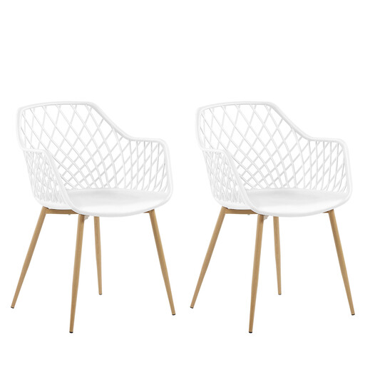 Beliani Set of 2 Dining Chairs White NASHUA