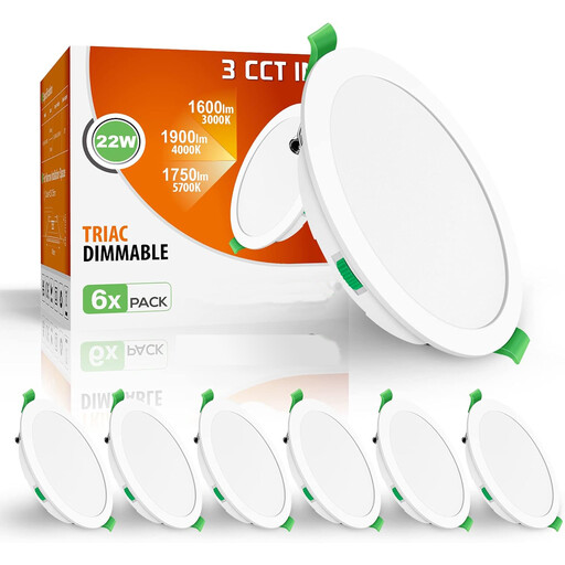 LED Recessed Spotlights, Dimmable, IP44, Bathroom, 22W 1900LM