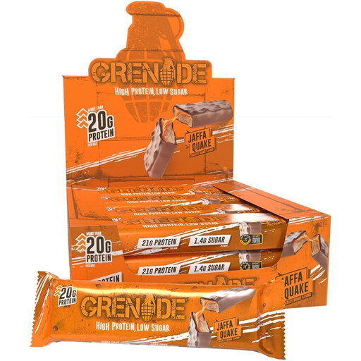 Grenade High Protein Low Sugar Jaffa Quake bars, 12 x 60g