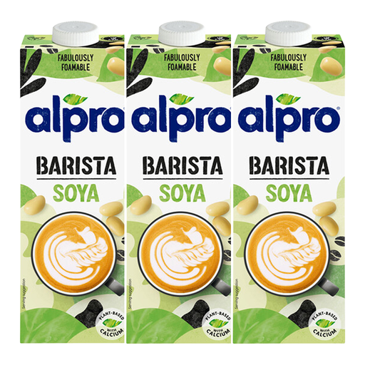 Boisson au soja Alpro Soya Barista, pack de trois bouteilles de 1 L