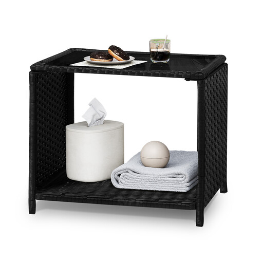 WOLTU Polyrattan Beistelltisch in Schwarz