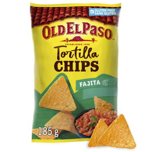 Old El Paso Crunchy fajita flavour tortilla chips, 185 g bag