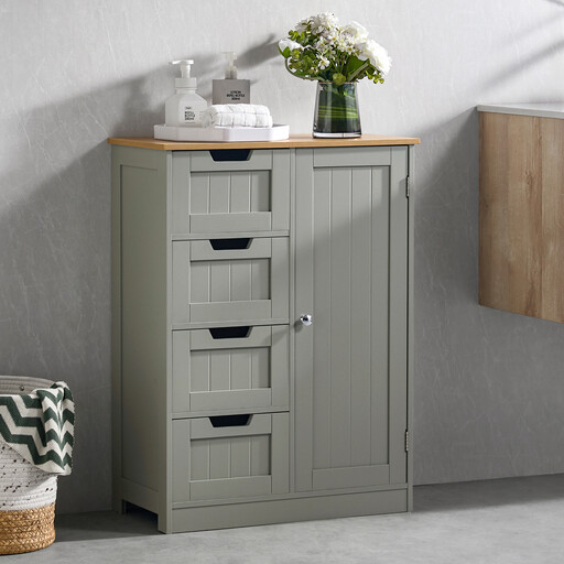 Bath Vida Priano 4 Drawer 1 Door Unit in Dove Grey/Oak