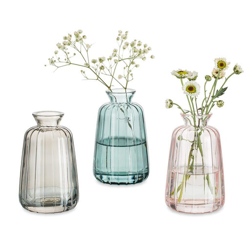 Set of 3 Vintage Coloured Glass Bud Vases
