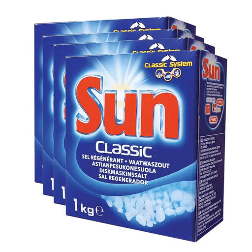 SUN Standard dishwasher salt, pack of 4 × 1 kg