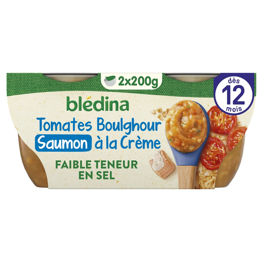 BLEDINA Tomate Boulghour Saumon Repas Bébé Dès 12 Mois 2x200g